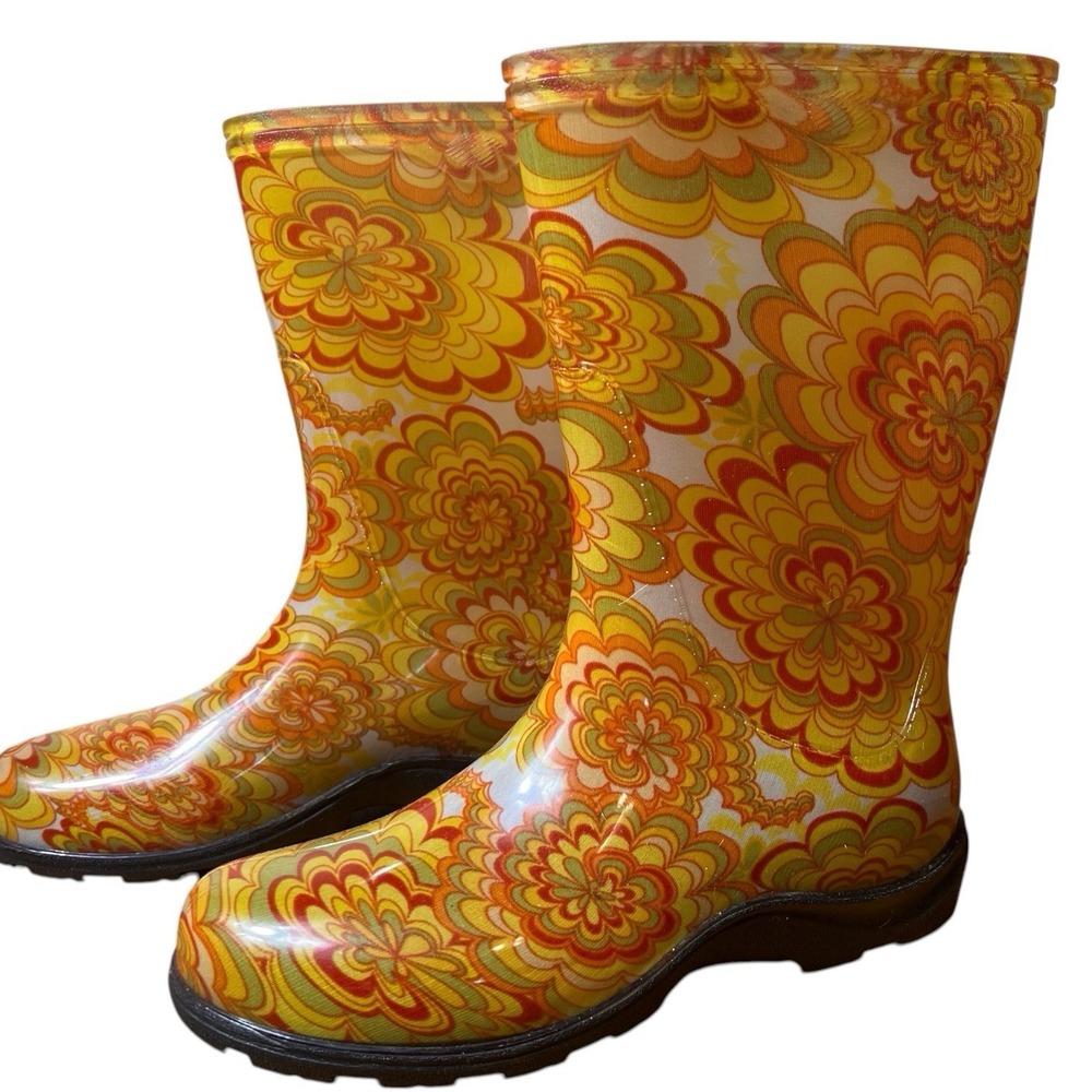 Sloggers Women's Waterproof Rain and Garden Boots Size 7 USA Floral Cottagecore